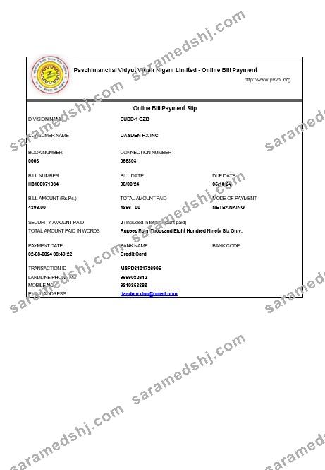 INDIA PVVNL business utility bill Word and PDF template